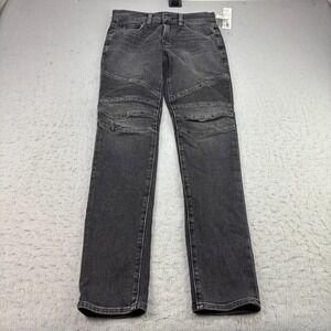 Hudson Jeans Mens‎ 29x33 Black Ethan Biker Skinny Distressed Denim Stretch NEW